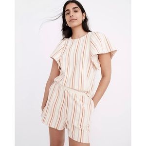 NWT Madewell Textured Flutter-Sleeve Crop Top